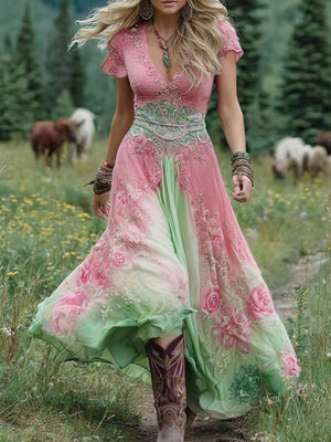 Vestido maxi bohemio floral para mujer