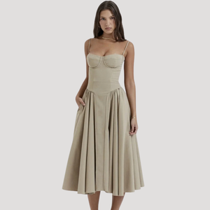 Women's Sweetheart Neckline Corset Midi Dress