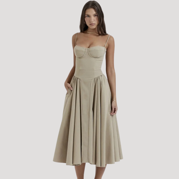 Women's Sweetheart Neckline Corset Midi Dress