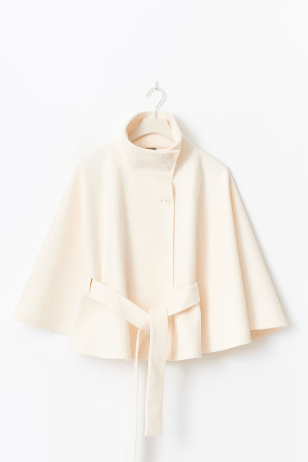 Elegant Belted Cape Coat for Women
