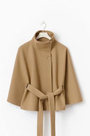 Elegant Women's Coat with Removable Belt and Relaxed Fit