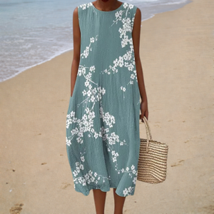 Women’s Floral Sleeveless A-Line Midi Dress