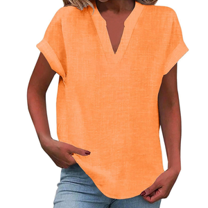 Women’s Casual Relaxed Short Sleeve V-Neck Blouse