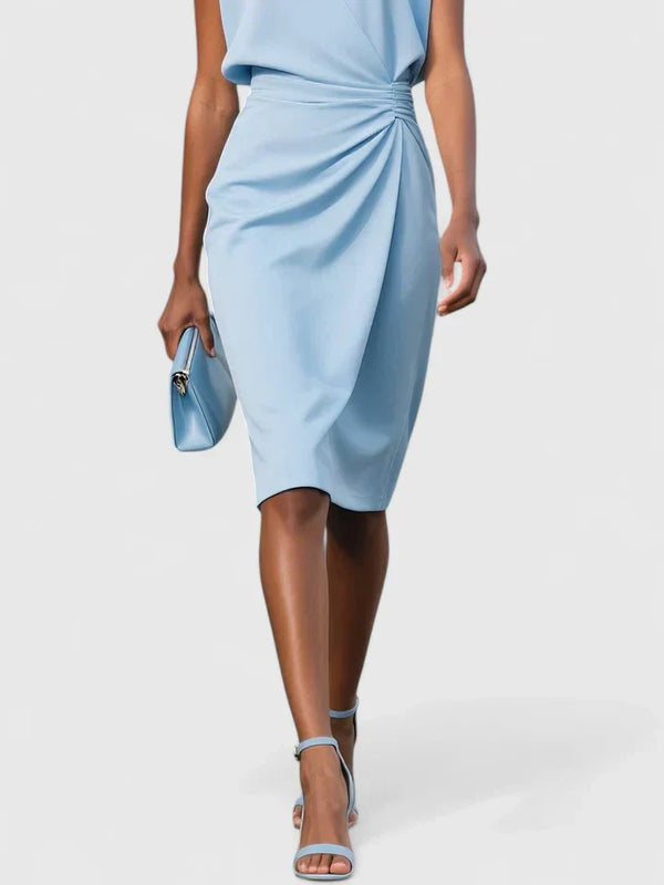 Women’s Elegant Ruched Sheath Cocktail Midi Dress