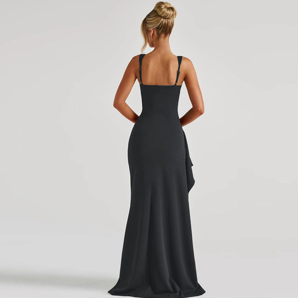 Women's Square Neck Maxi Dress for Evening Wear
