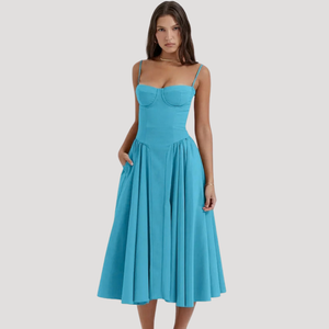 Women's Sweetheart Neckline Corset Midi Dress