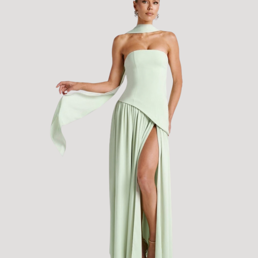 Women's Strapless Pleated Maxi Dress