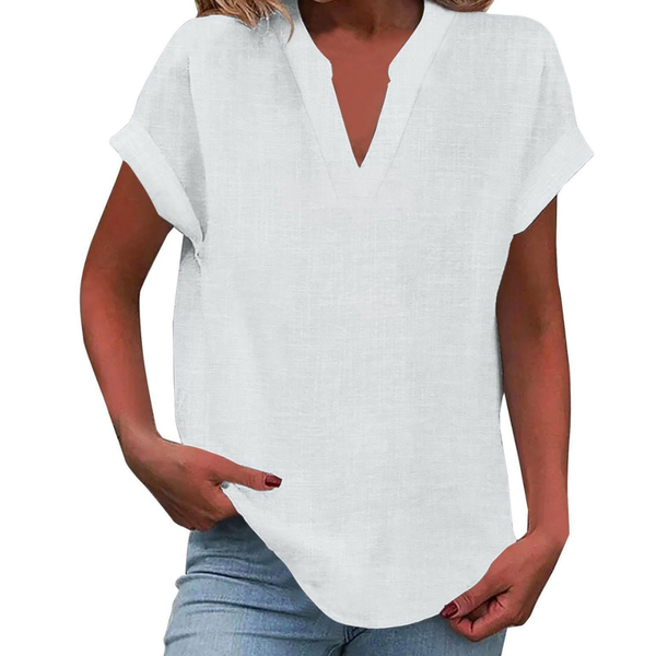 Women’s Casual Relaxed Short Sleeve V-Neck Blouse