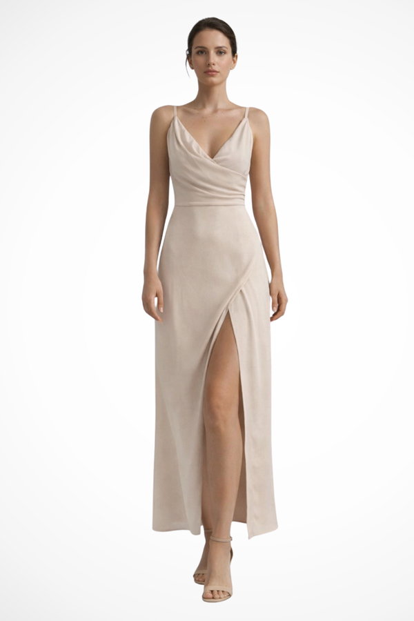 Women's Draped Cowl Maxi Dress with Side Slit