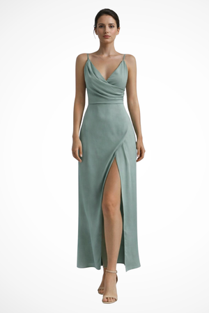Women's Draped Cowl Maxi Dress with Side Slit