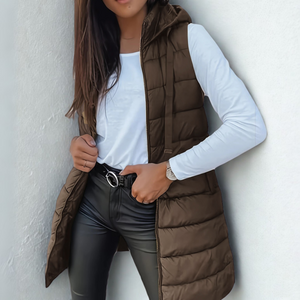 Women's Sleeveless Puffer Vest with Hood