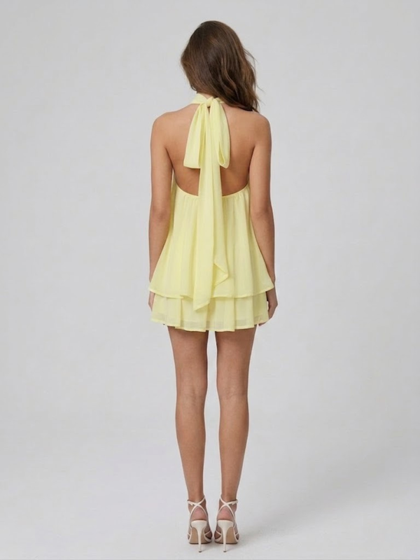 Vestido mini sin espalda para mujer con escote halter