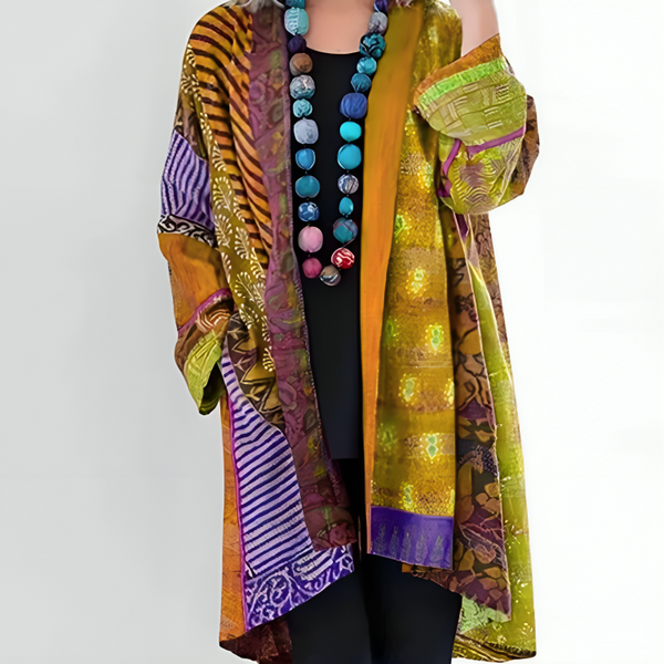 Women’s Bohemian Patchwork Open-Front Cardigan