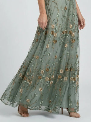 Women’s Floral Boho V-Neck Short Sleeve Maxi Dress