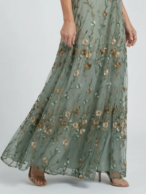 Women’s Floral Boho V-Neck Short Sleeve Maxi Dress