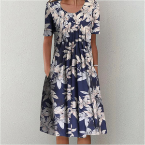 Women’s Floral Short Sleeve Printed Midi Dress
