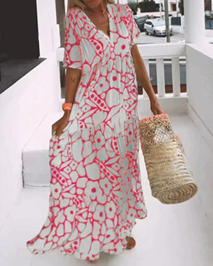 Women’s Boho Printed Flowy Maxi Dress