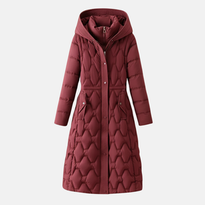 Elegant Quilted Hooded Long Coat