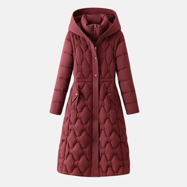 Elegant Quilted Hooded Long Coat