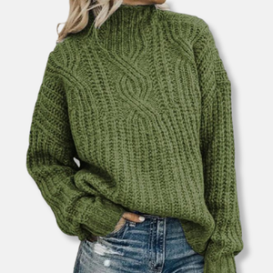 Cozy Cable Knit High Neck Sweater for Women