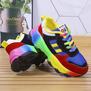 Multicolor Platform Lace-Up Sneakers