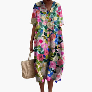 Women's Floral V-Neck Summer Midi Dress