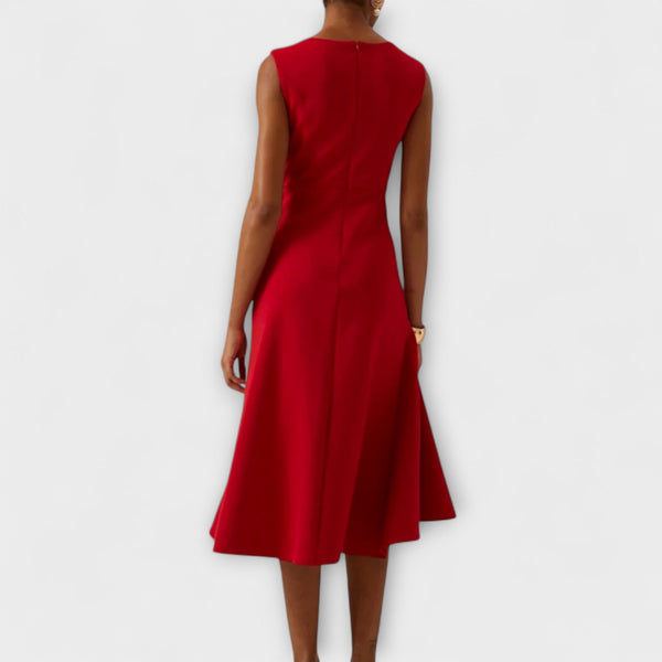 Women’s Elegant Sleeveless Flowy Waist Midi Dress