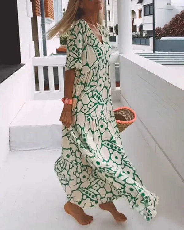 Women’s Boho Printed Flowy Maxi Dress