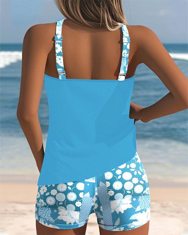 Women's Floral Print Tankini Swim Set