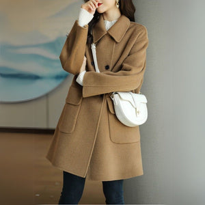 Women's Double-Breasted Mid-Length Coat