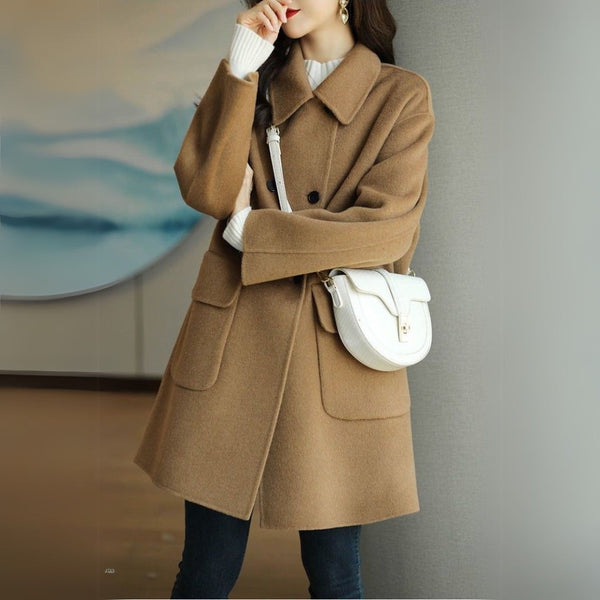 Women's Double-Breasted Mid-Length Coat