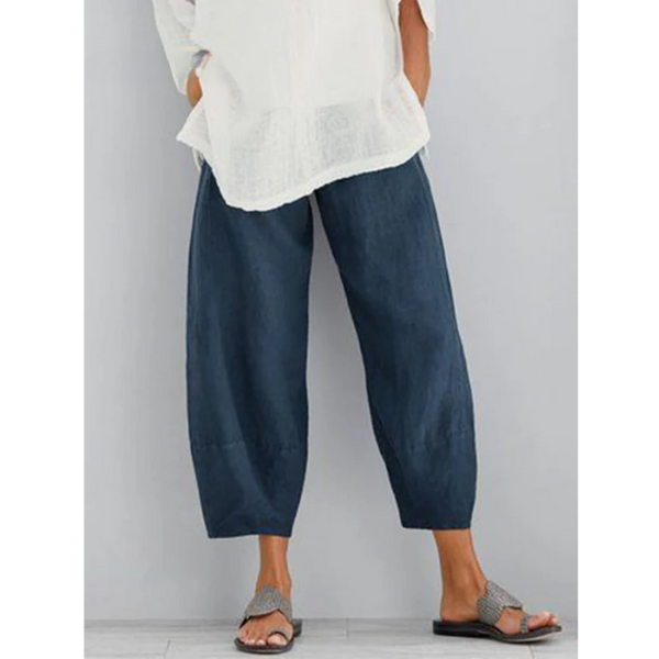 Women's Relaxed Barrel-Leg Cropped Pants with Tapered Silhouette
