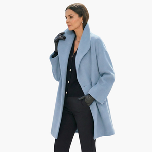 Elegant Mid-Length Women's Coat Wide Collar