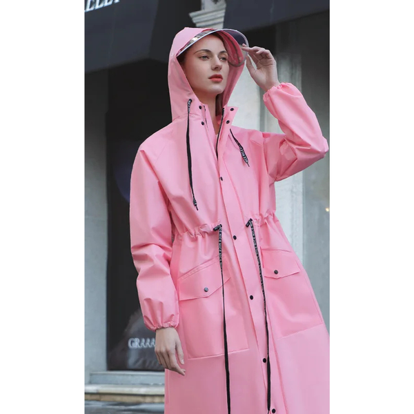 Women's Hooded Waterproof Long Rain Coat