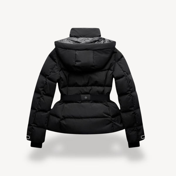 Chaqueta acolchada de invierno con capucha y cinturón para mujer