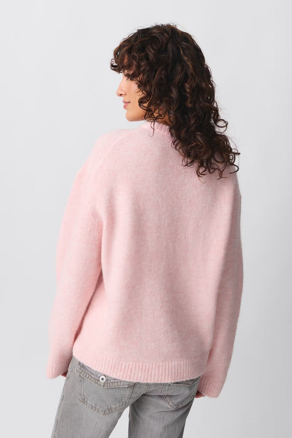Suéter de punto para mujer con cuello redondo y ajuste relajado