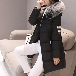 Women's Quilted Puffer Jacket with Faux Fur Hood