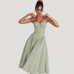 Women's Sweetheart Neckline Corset Midi Dress