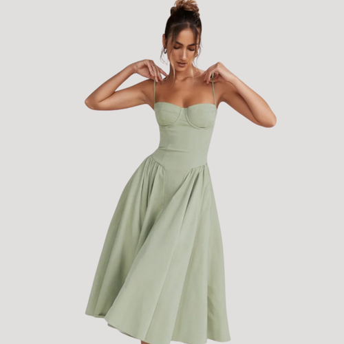 Women's Sweetheart Neckline Corset Midi Dress