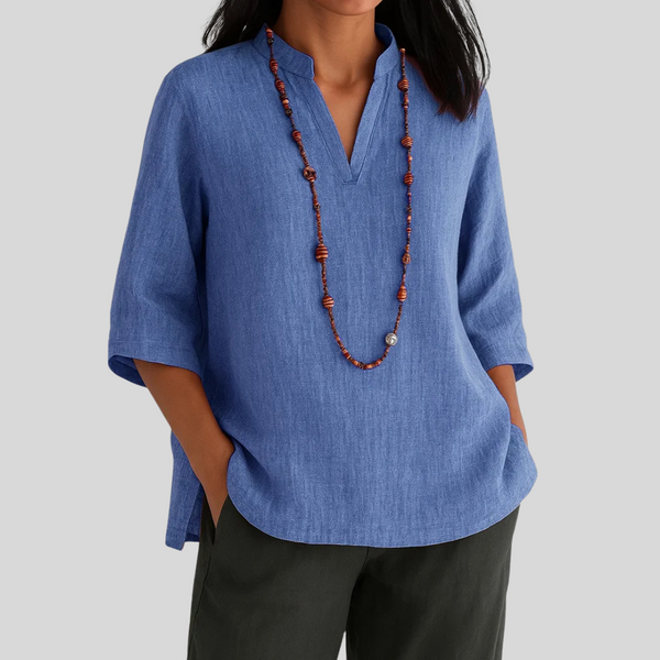 Women's Casual Relaxed Fit V-Neck Blouse