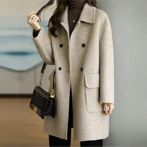 Women's Double-Breasted Mid-Length Coat