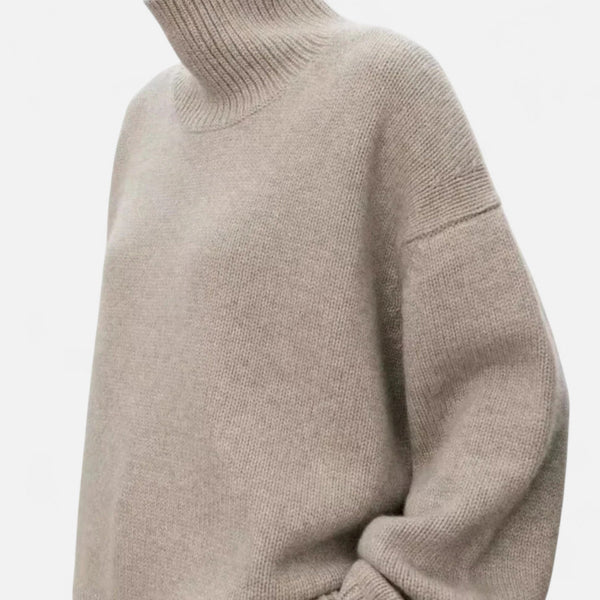 Suéter oversize de punto con cuello alto para mujer