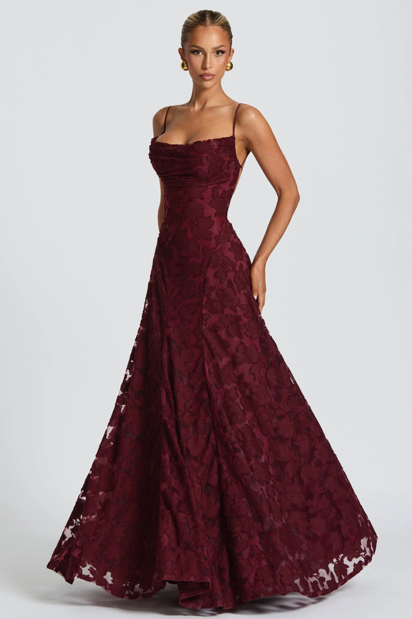 Women’s Floral Lace Mermaid Maxi Dress for Elegant Evening Events
