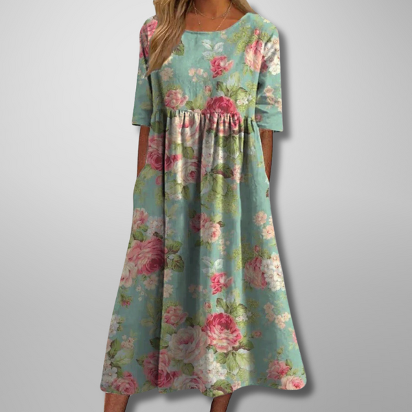 Vestido midi con brisa botánica para mujer
