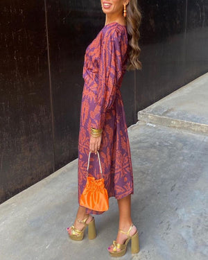 Arielle - Vestido cruzado boho de lujo mezcla casual chic