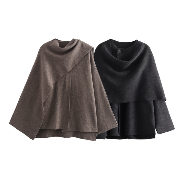 Elegant Oversized Knit Poncho Sweater for Women