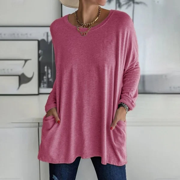 Women's Oversized Pocket Long Sleeve Tunic Top