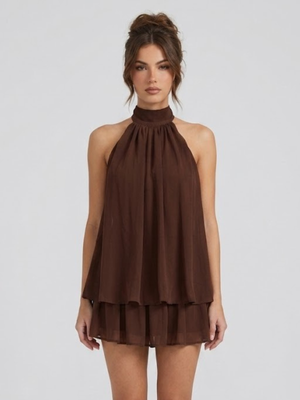 Vestido mini sin espalda para mujer con escote halter