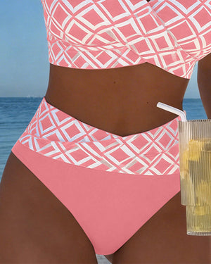 Women's Checkered Bikini Set with Underwire Support