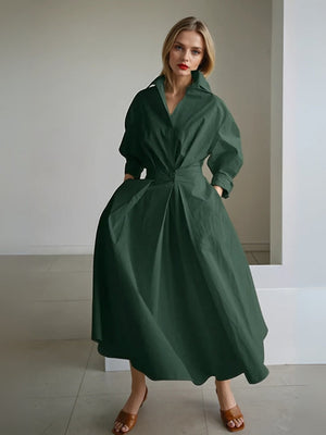 Vestido camisa plisado con estilo